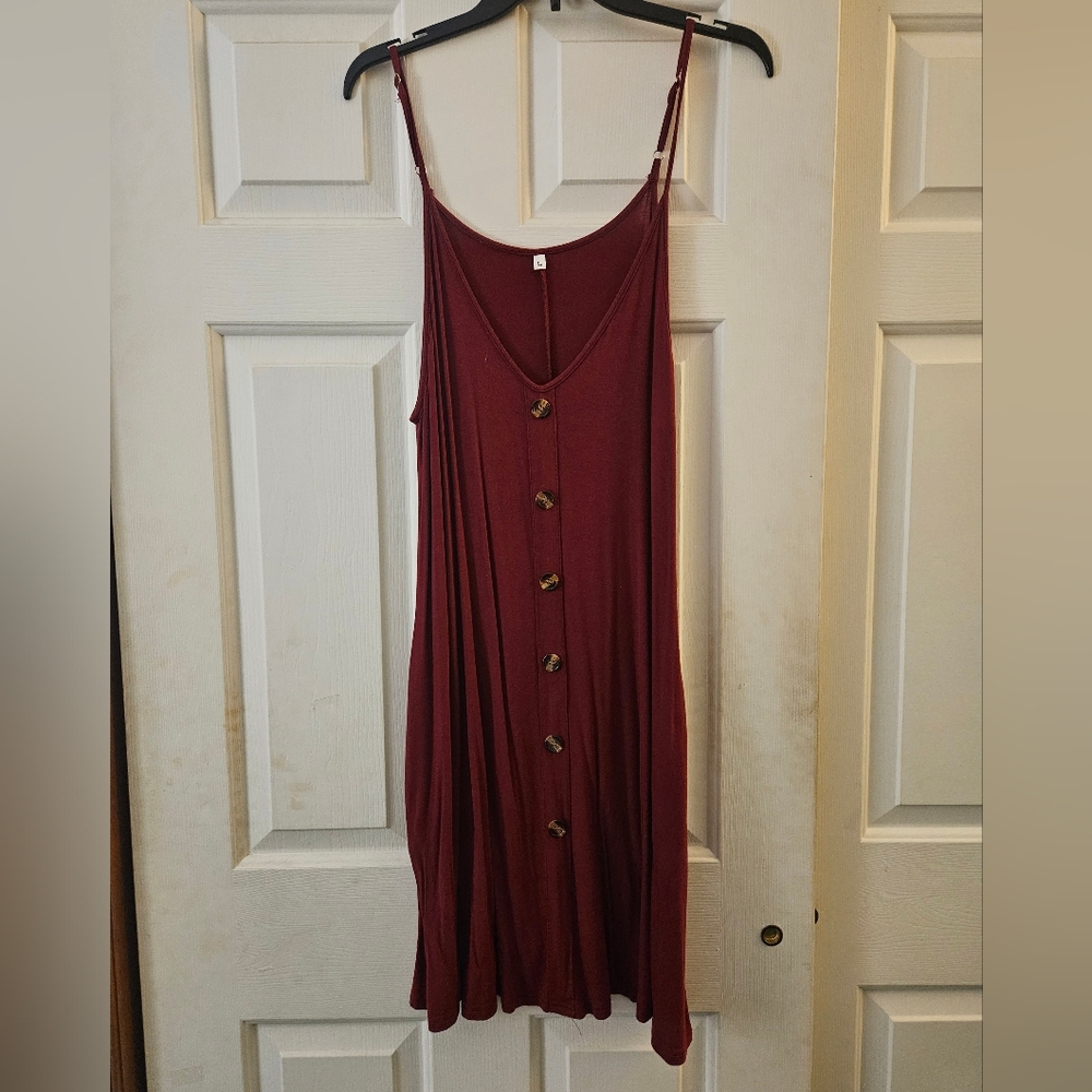Burgundy Button-Down Dress